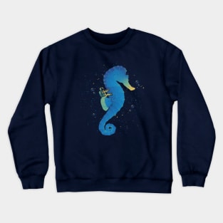 Riding a Sea Horse Astronaut by Tobe Fonseca Crewneck Sweatshirt